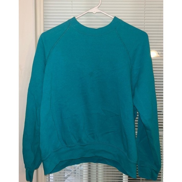 Vintage Teal BASSETT WALKER 90s Pullover Lightweight Sweatshirt Retro Y2k Small - Picture 6 of 9
